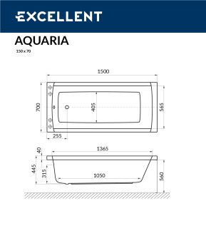 Ванна акриловая Excellent Aquaria WAEX.AQU15WH  150 х 70 см
